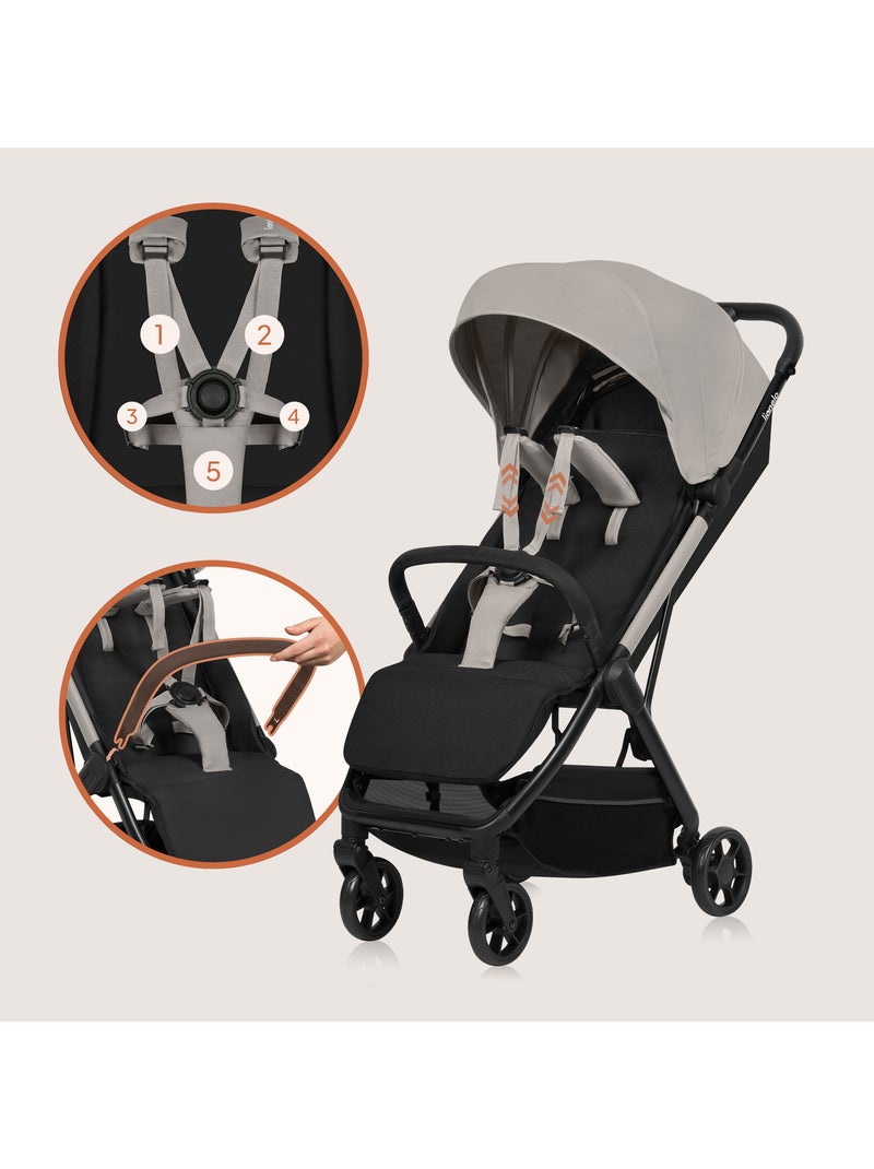 Carrinho de bebé ultracompacto LIONELO Julie Air – Compatível com avião – Leve – Dobragem rápida Bege - Kiabi