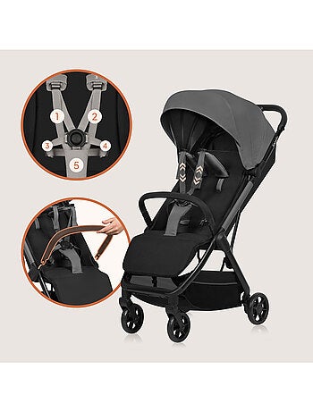 Carrinho de bebé ultracompacto LIONELO Julie Air – Compatível com avião – Leve – Dobragem rápida