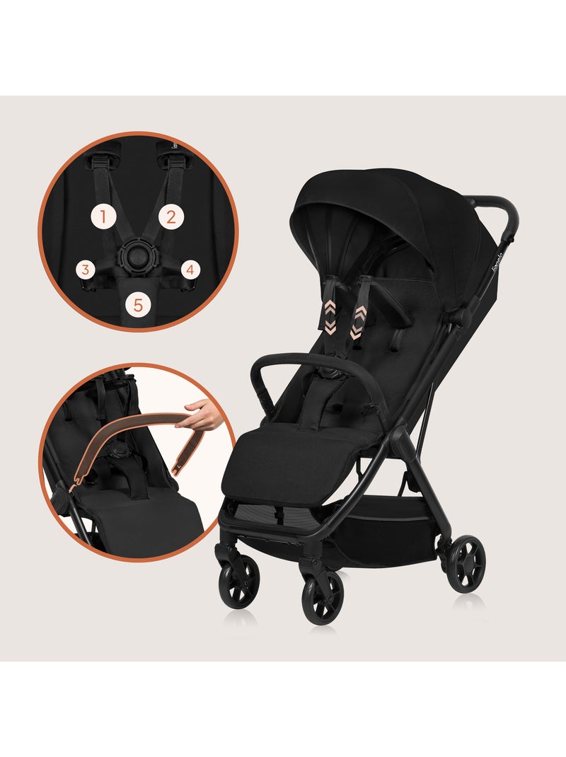 Carrinho de bebé ultracompacto LIONELO Julie Air – Compatível com avião – Leve – Dobragem rápida Preto - Kiabi