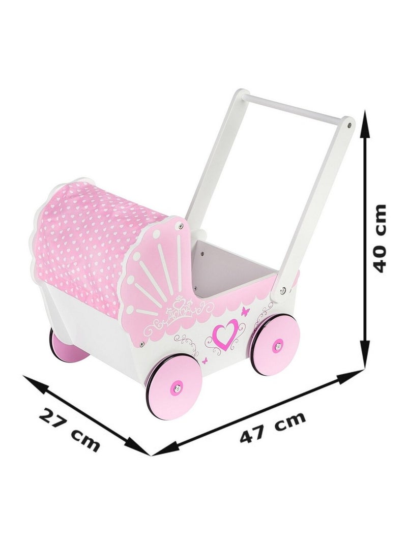 Carrinho de boneca 2 em 1 em madeira rosa – berço e andarilho N/D - Kiabi