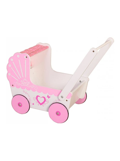 Carrinho de boneca 2 em 1 em madeira rosa – berço e andarilho - Kiabi