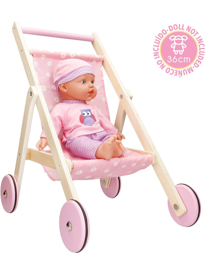 Carrinho de bonecas 36 cm madeira WOOMAX N/D - Kiabi