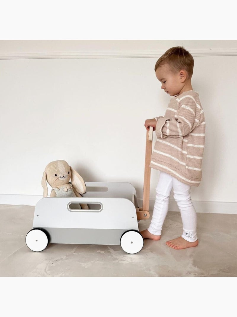 Carrinho de brinquedos em madeira com reboque para puxar Cinza - Kiabi