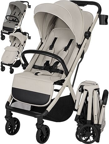 Carrinho de passeio compacto LIONELO Cloe Plus - Rodas grandes - Fecho auto - Ventilação