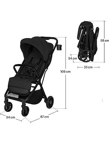 Carrinho de passeio compacto LIONELO Cloe Plus - Rodas grandes - Fecho auto - Ventilação