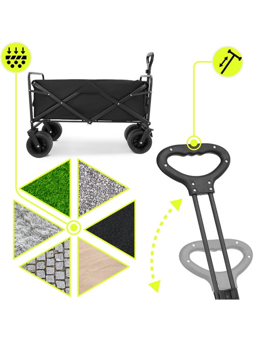 Carrinho de transporte dobrável hypermotion 100 l com rodas todo-o-terreno - Kiabi
