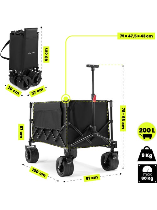 Carrinho de transporte dobrável hypermotion xl 200 l com rodas todo-o-terreno - Kiabi Carrinho de transporte dobrável hypermotion xl 200 l com rodas todo-o-terreno - Kiabi