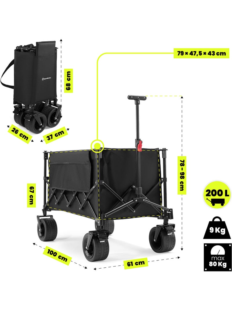 Carrinho de transporte dobrável hypermotion xl 200 l com rodas todo-o-terreno Preto Preto - Kiabi