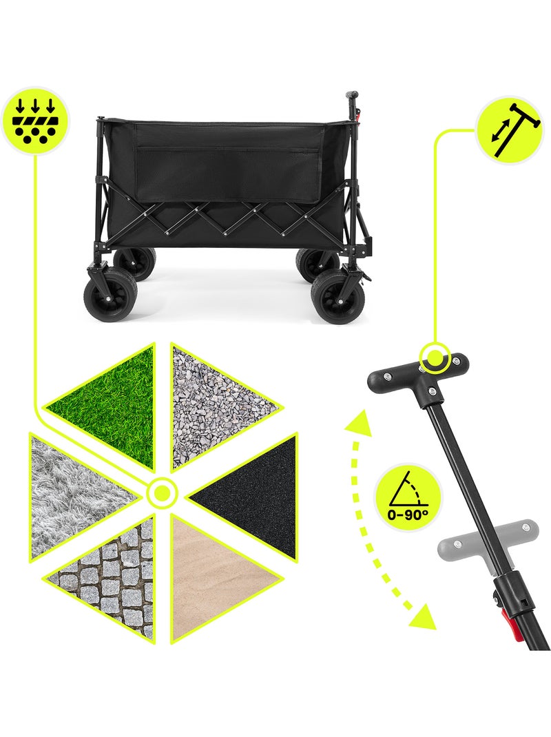 Carrinho de transporte dobrável hypermotion xl 200 l com rodas todo-o-terreno Preto Preto - Kiabi