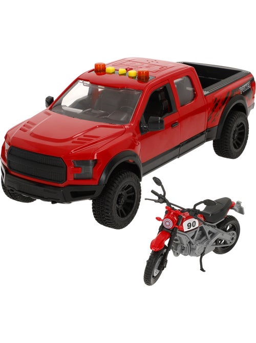 Carro de coleta de fricção com motocicleta, luz e som speed & go - Kiabi