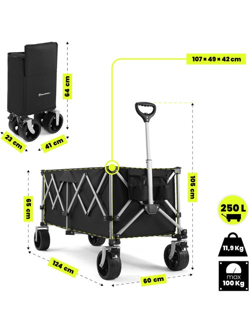 Carro de transporte dobrável hypermotion xxl 250 l com rodas todo-o-terreno - Kiabi