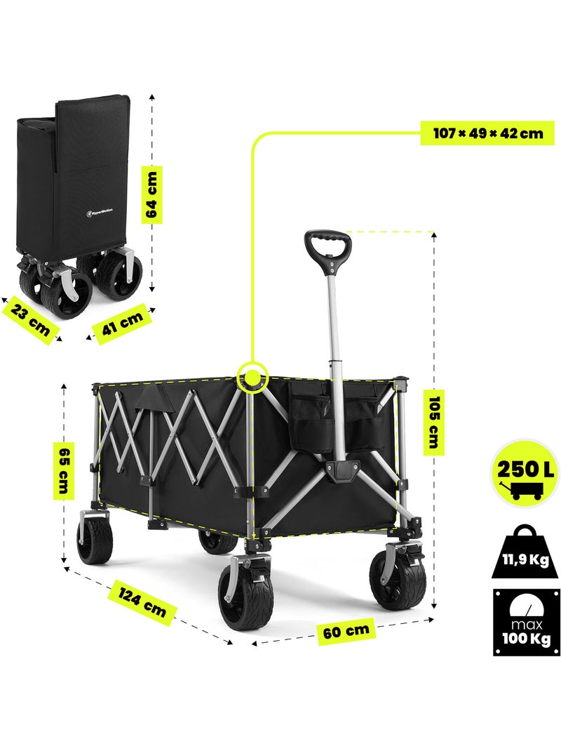 Carro de transporte dobrável hypermotion xxl 250 l com rodas todo-o-terreno Preto Preto - Kiabi