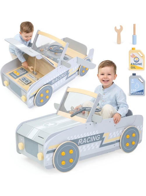 Carro madeira estatico imitacao infantil 111cm cockpit oficina mamabrum - Kiabi