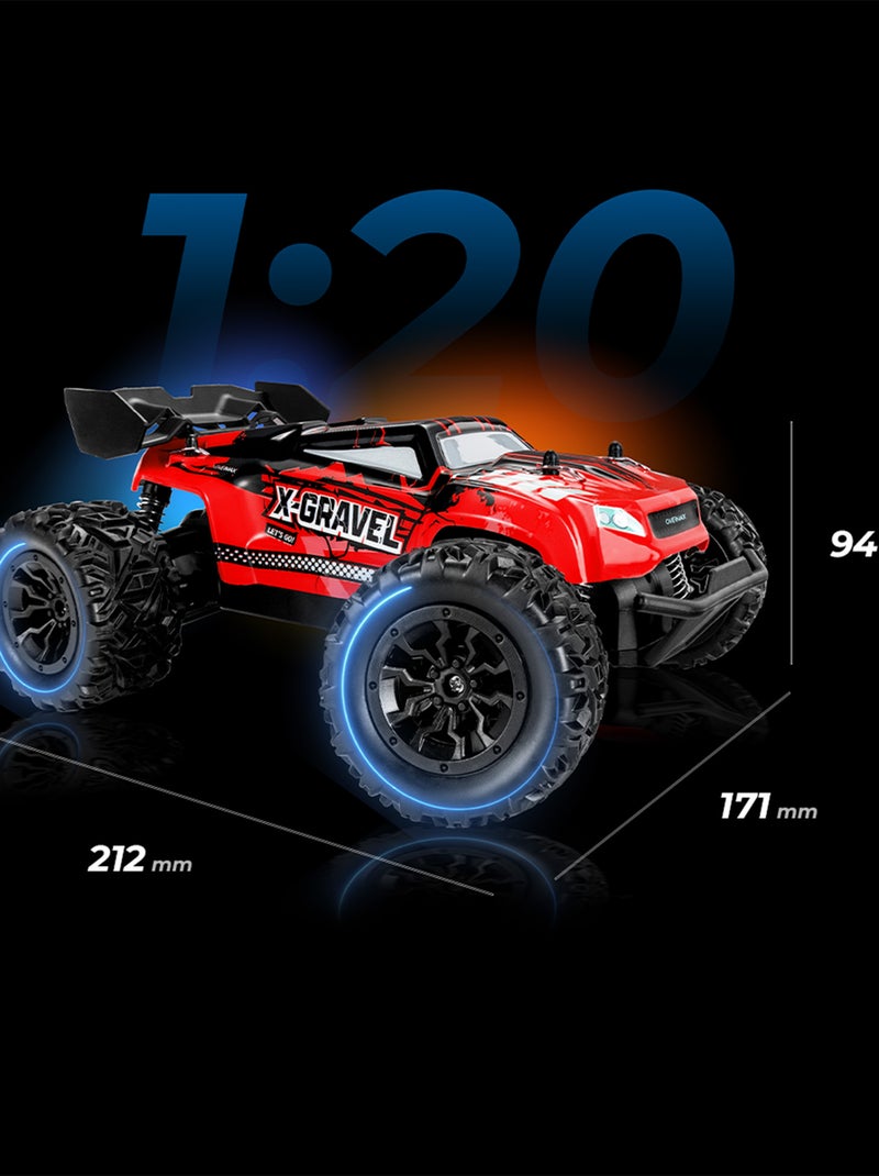 Carro telecomandado OVERMAX X-Gravel - 2x Carroçaria - Todo-o-terreno - 20 km/h - 30 min Preto/Verde/Vermelho - Kiabi