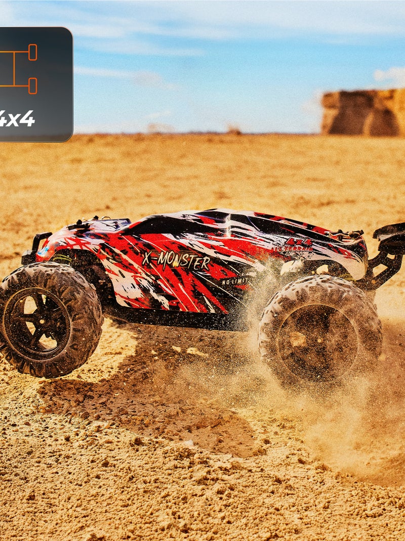 Carro telecomandado RC OVERMAX X-Monster 3.5 – 30 km/h – 4x4 – 40 min – 2 carroçarias Verde/Vermelho - Kiabi