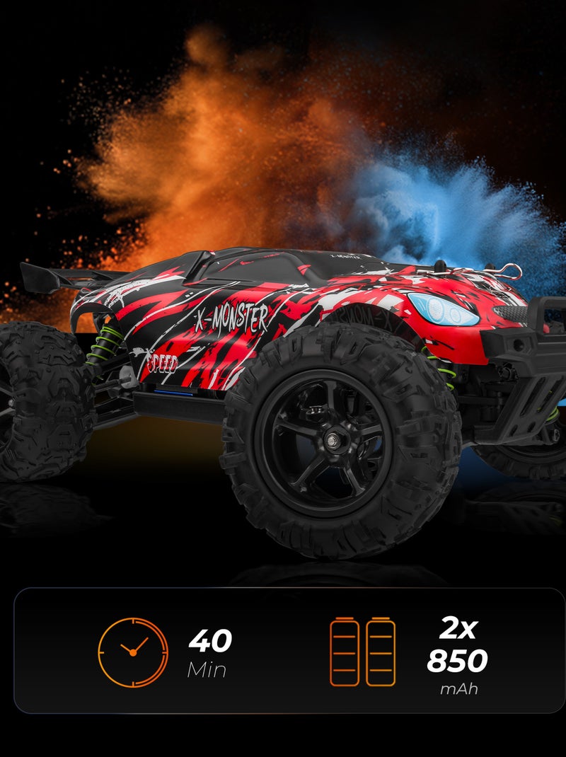 Carro telecomandado RC OVERMAX X-Monster 3.5 – 30 km/h – 4x4 – 40 min – 2 carroçarias Verde/Vermelho - Kiabi