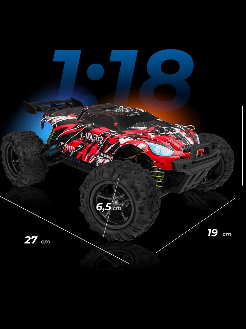 Carro telecomandado RC OVERMAX X-Monster 3.5 – 30 km/h – 4x4 – 40 min – 2 carroçarias Verde/Vermelho - Kiabi