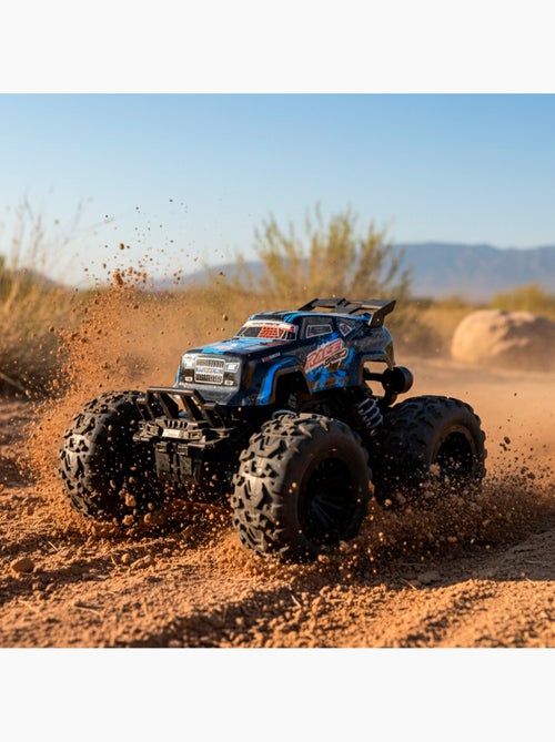 Carro todo-o-terreno de controlo remoto com rodas grandes e grande aderência 1:16 speed & go - Kiabi Carro todo-o-terreno de controlo remoto com rodas grandes e grande aderência 1:16 speed & go - Kiabi