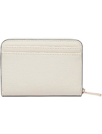 Carteira compacta tommy hilfiger th modern bege com fecho