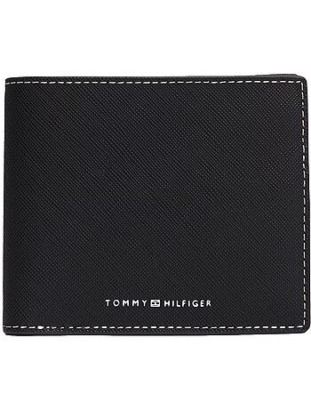 Carteira tommy hilfiger saffiano preta para homem