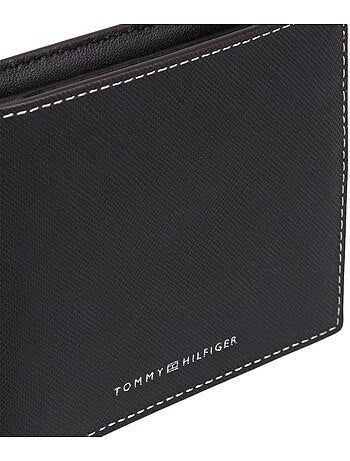 Carteira tommy hilfiger saffiano preta para homem