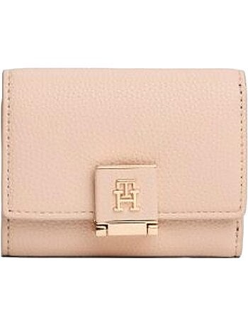 Carteira tripla rosa pastel para mulher tommy hilfiger