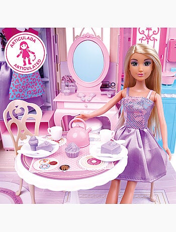 Casa de bonecas com boneca de 30 cm e mais de 60 acessórios isabella