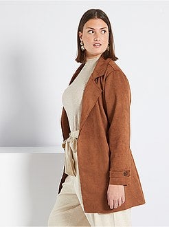 Casaco 3/4 em camurça sintética - Kiabi