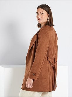 Casaco 3/4 em camurça sintética - Kiabi