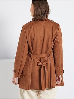 Casaco 3/4 em camurça sintética - Kiabi