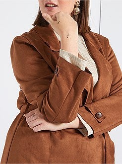 Casaco 3/4 em camurça sintética - Kiabi