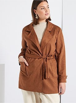 Casaco 3/4 em camurça sintética - Kiabi