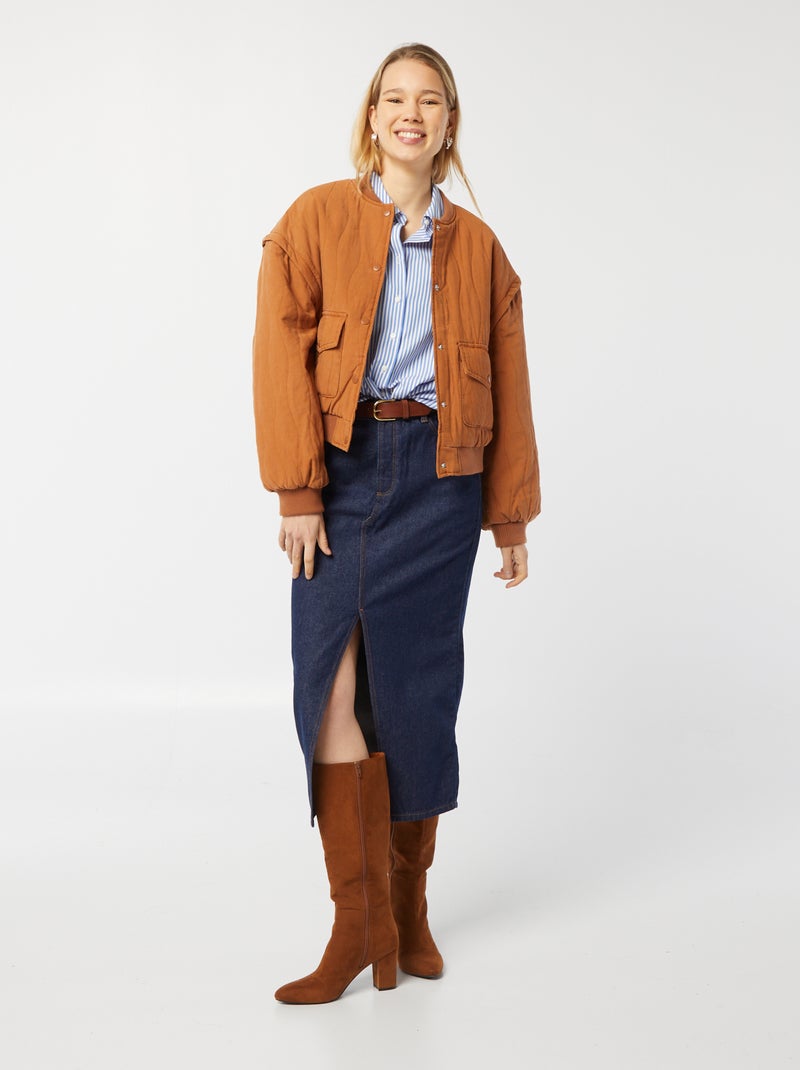 Casaco acolchoado 2 em 1 com mangas amovíveis CASTANHO - Kiabi