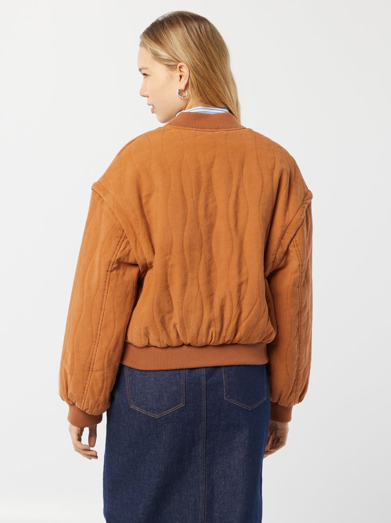 Casaco acolchoado 2 em 1 com mangas amovíveis CASTANHO - Kiabi