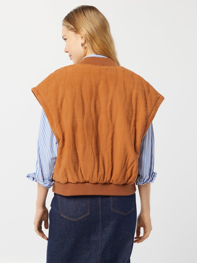 Casaco acolchoado 2 em 1 com mangas amovíveis CASTANHO - Kiabi