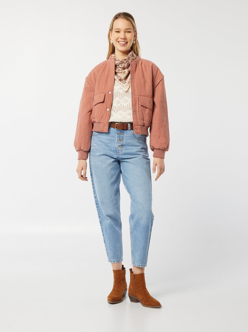 Casaco acolchoado 2 em 1 com mangas amovíveis ROSA - Kiabi