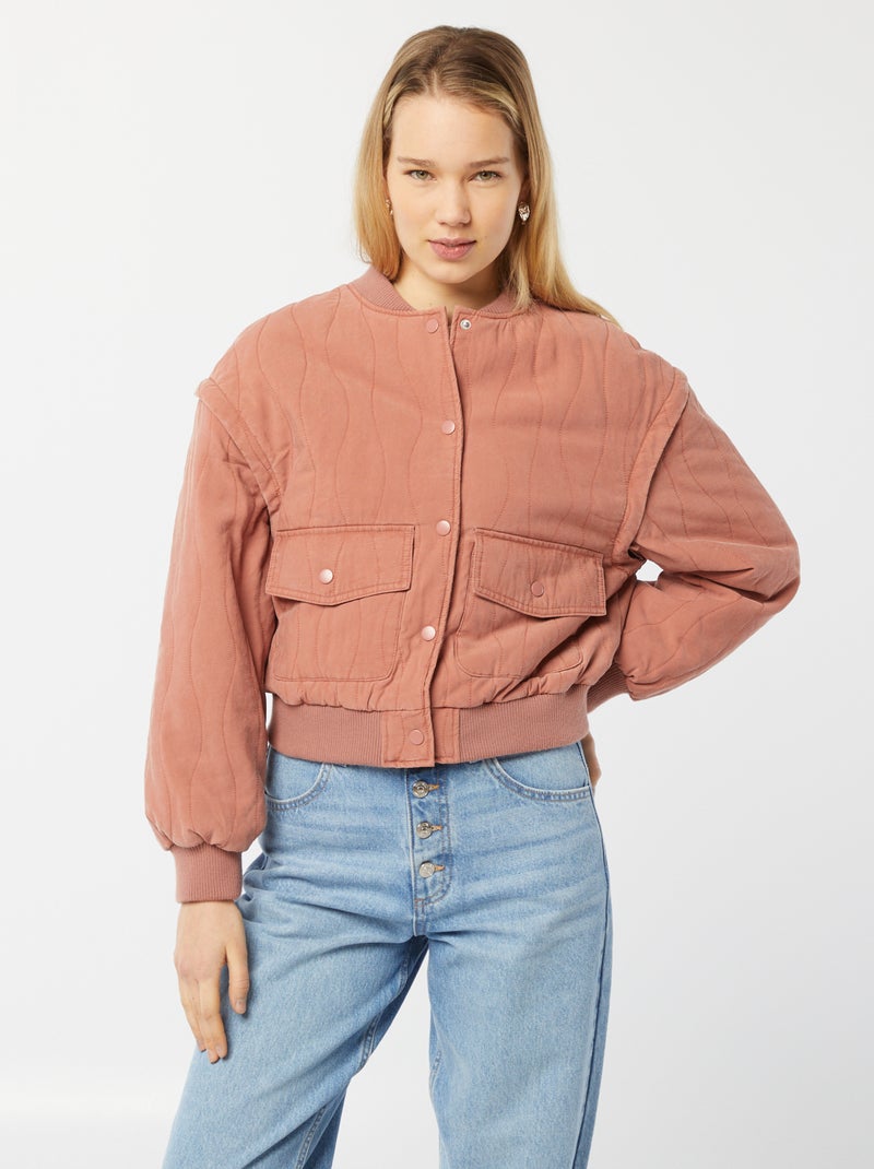 Casaco acolchoado 2 em 1 com mangas amovíveis ROSA - Kiabi