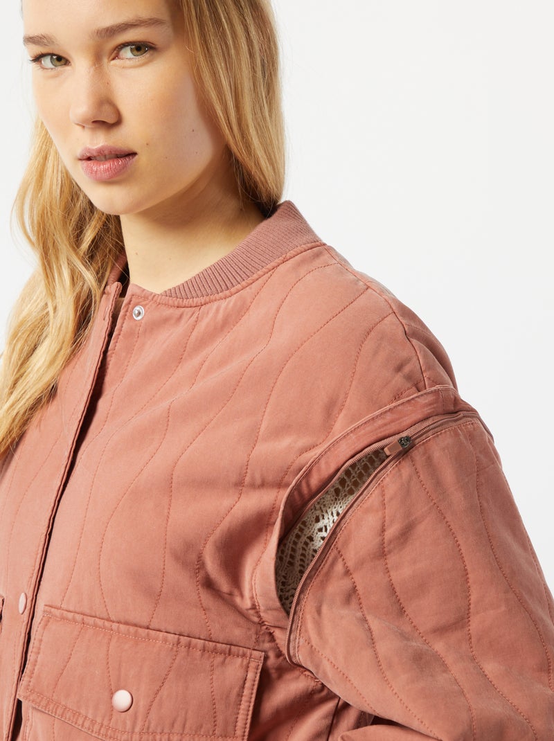 Casaco acolchoado 2 em 1 com mangas amovíveis ROSA - Kiabi