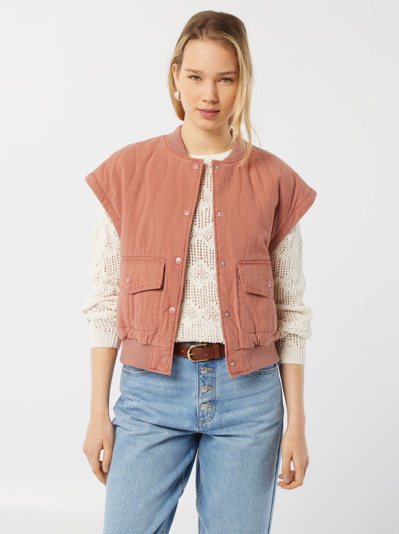 Casaco acolchoado 2 em 1 com mangas amovíveis ROSA - Kiabi