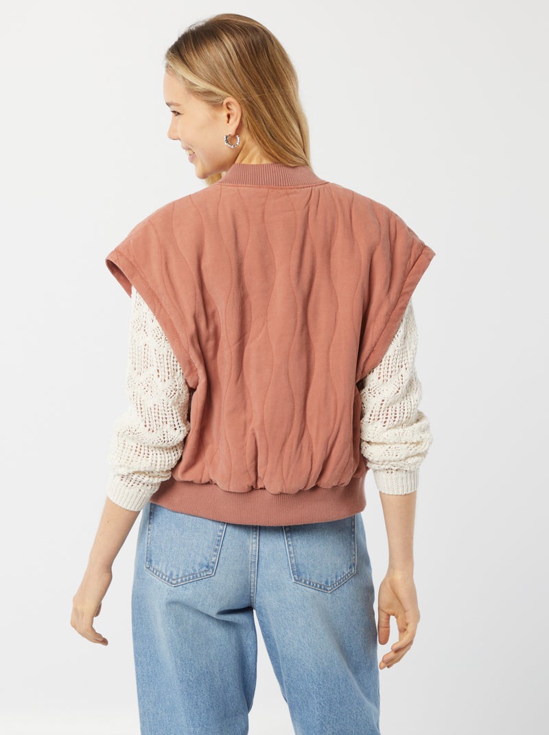 Casaco acolchoado 2 em 1 com mangas amovíveis ROSA - Kiabi