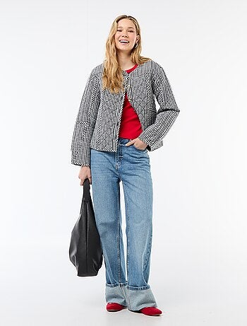 Casaco acolchoado aos quadrados