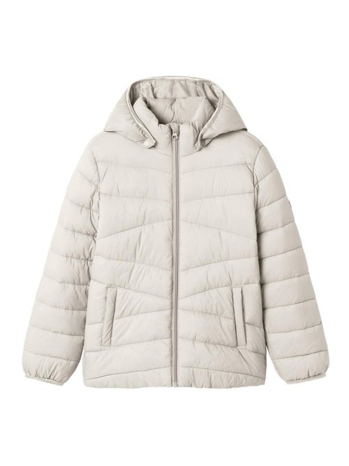 Casaco Acolchoado Branco para Menina Name it Marble - Kiabi Casaco Acolchoado Branco para Menina Name it Marble - Kiabi