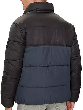 Casaco Acolchoado Calvin Klein Jeans Blocking para Homem Preto/Azul-Marinho