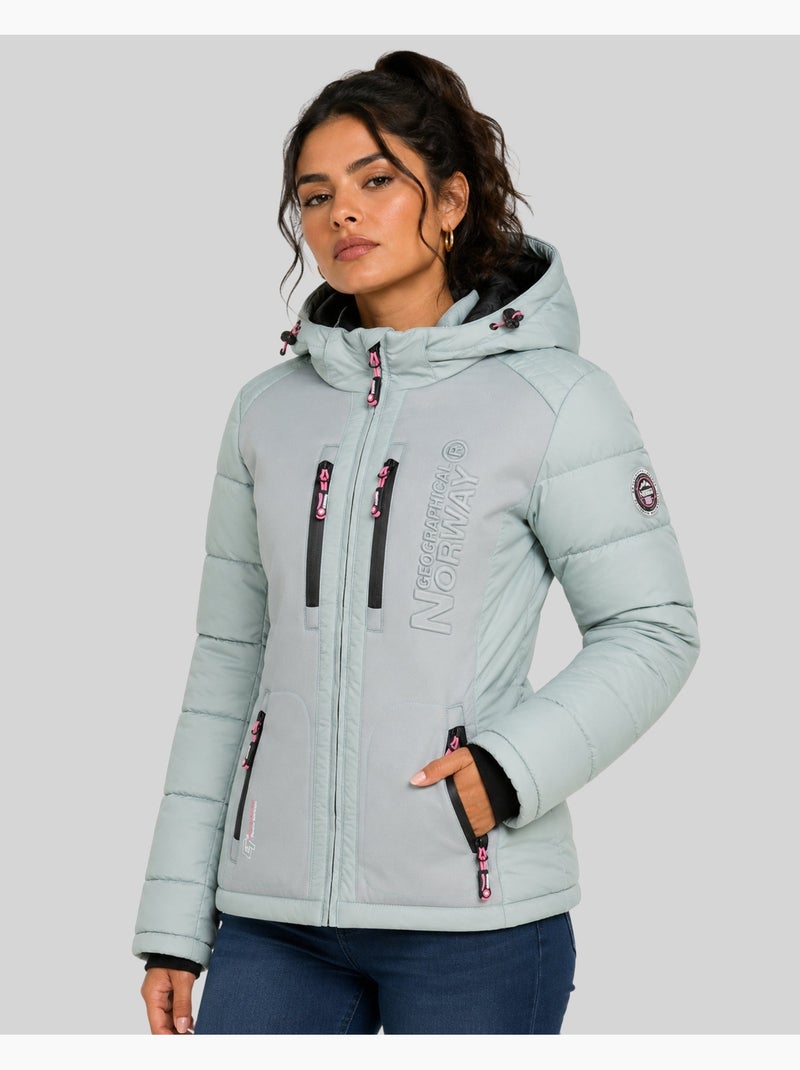 Casaco acolchoado com capuz beachwood – geographical norway Cinza claro - Kiabi