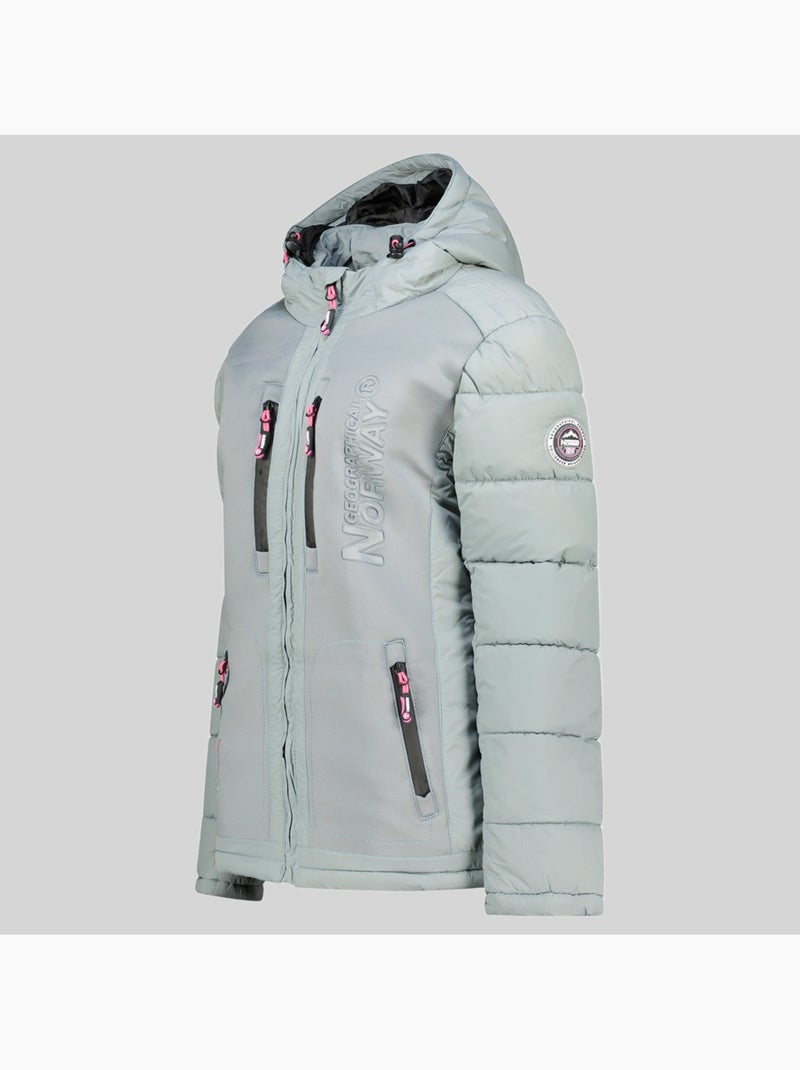 Casaco acolchoado com capuz beachwood – geographical norway Cinza claro - Kiabi