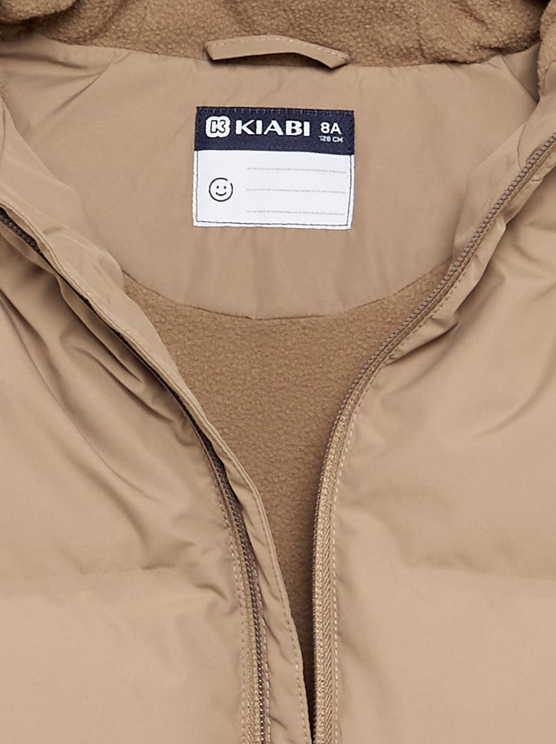 Casaco acolchoado com capuz Bege - Kiabi