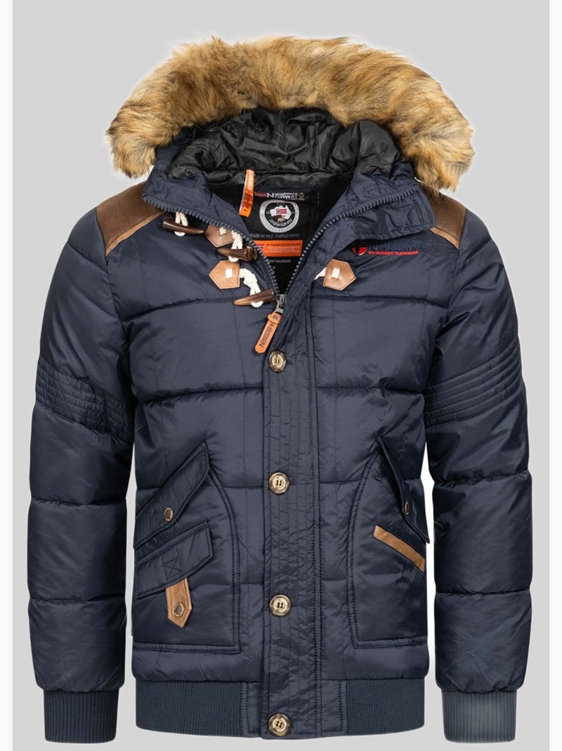 Casaco acolchoado com capuz belphegore – geographical norway Azul-marinho - Kiabi