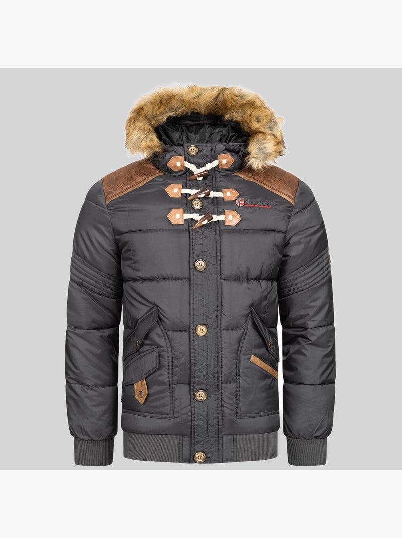 Casaco acolchoado com capuz belphegore – geographical norway Cinza escuro - Kiabi
