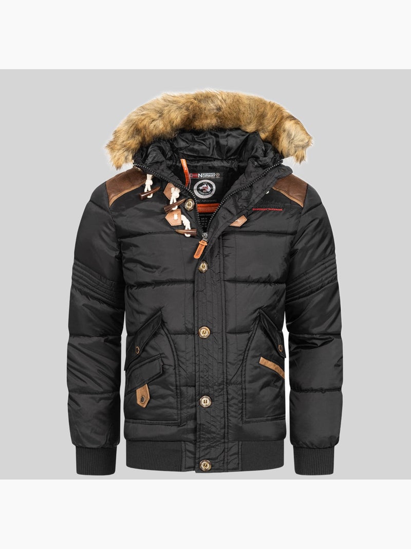 Casaco acolchoado com capuz belphegore – geographical norway Cinza escuro - Kiabi