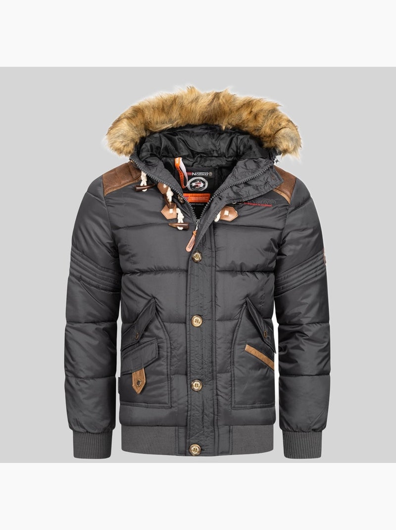 Casaco acolchoado com capuz belphegore – geographical norway Cinza escuro - Kiabi